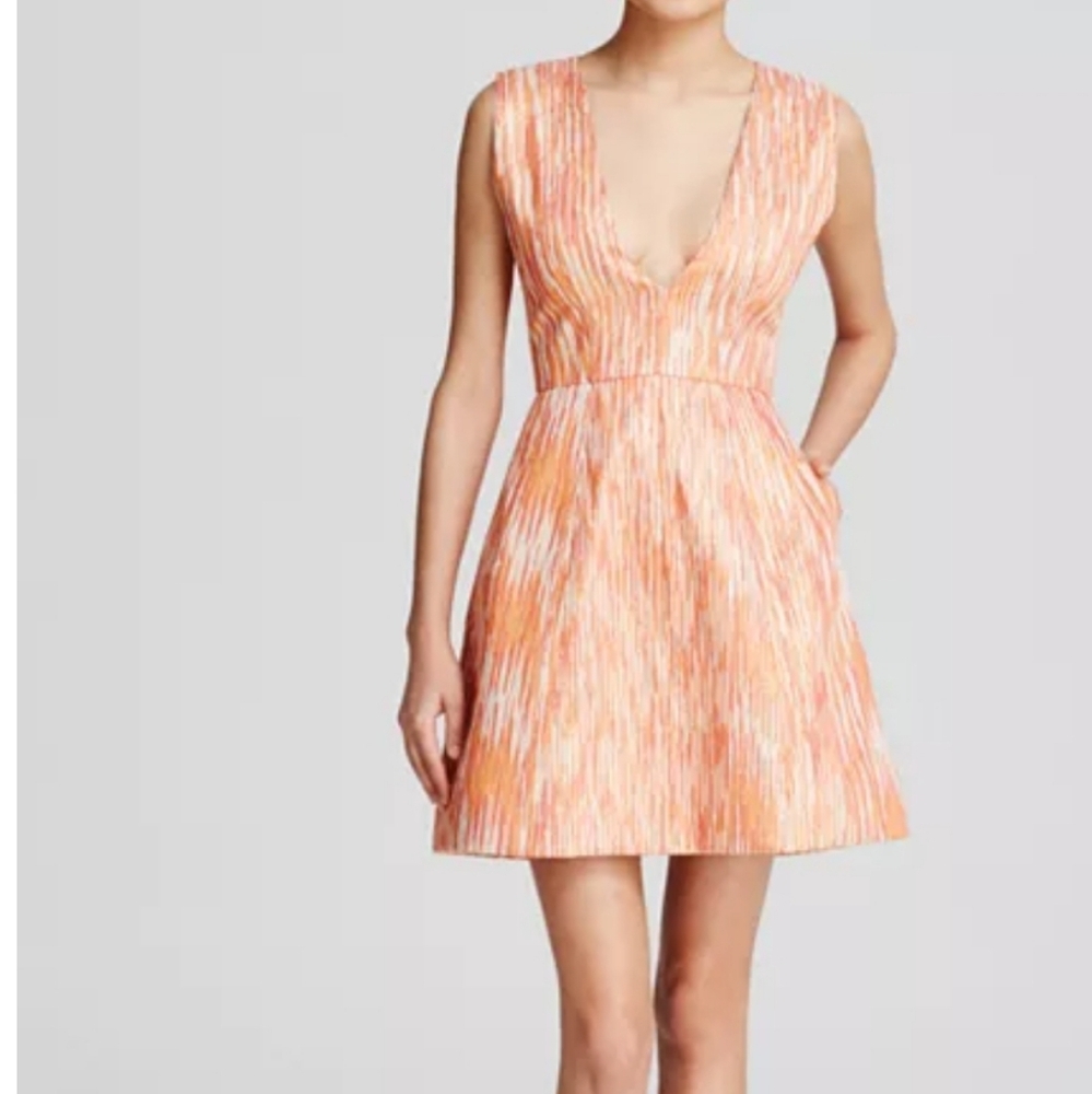 Alice + Olivia Orange and White Mini Dress